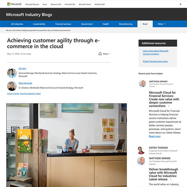 Achieving customer agility through e-commerce in the cloud
